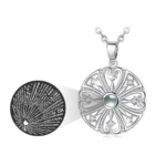 EUDORA Romantic Love Memory Wedding Flower Necklace 100 Languages I Love You Projection Pendant Necklace 925 Silver Chain Women