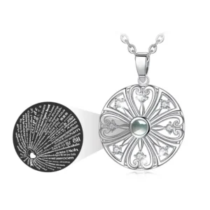 EUDORA Romantic Love Memory Wedding Flower Necklace 100 Languages I Love You Projection Pendant Necklace 925 Silver Chain Women