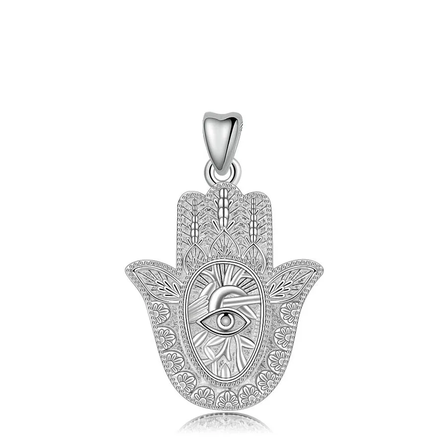 EUDORA 925 Sterling Silver Evil Eye Hamsa Hand Pendant Necklace For Men Women Angel Caller Fine Jewelry for dropshipping CYD312 – Image 8