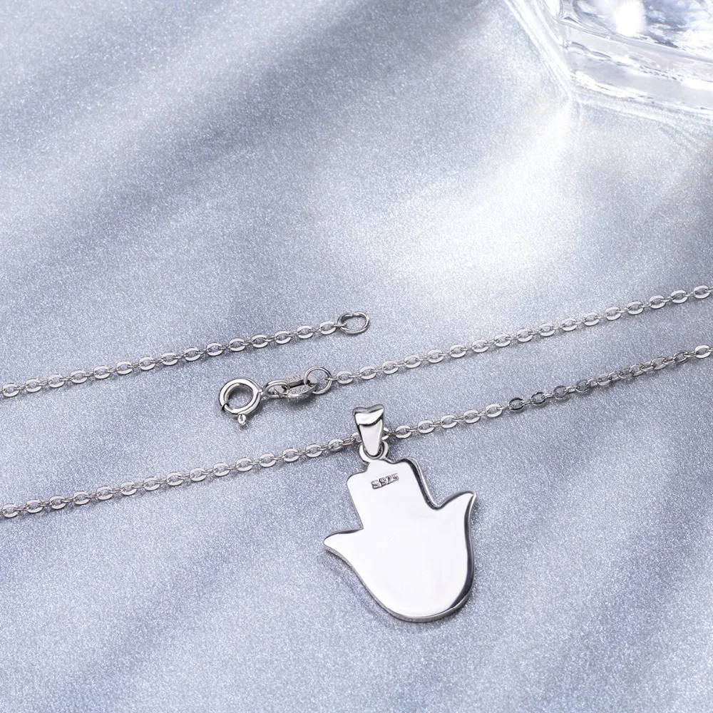 EUDORA 925 Sterling Silver Evil Eye Hamsa Hand Pendant Necklace For Men Women Angel Caller Fine Jewelry for dropshipping CYD312 – Image 5