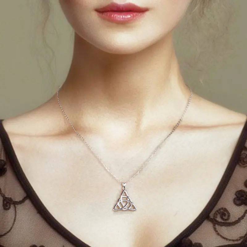 Eudora Real 925 Sterling Silver Triangle Celtics Knot Pendant Neckalce Women Fashion Sliver Jewelry for Birthday Gift Box CYD138 – Image 6