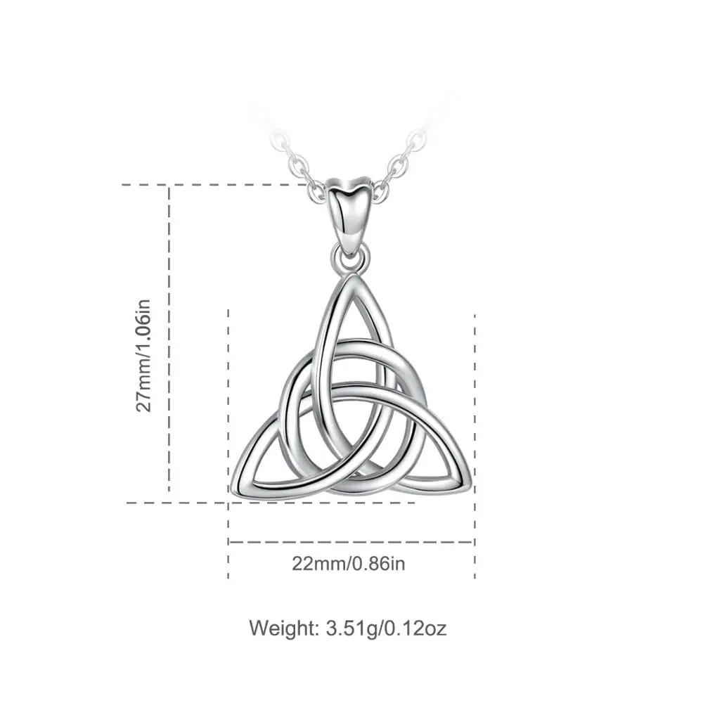 Eudora Real 925 Sterling Silver Triangle Celtics Knot Pendant Neckalce Women Fashion Sliver Jewelry for Birthday Gift Box CYD138 – Image 2