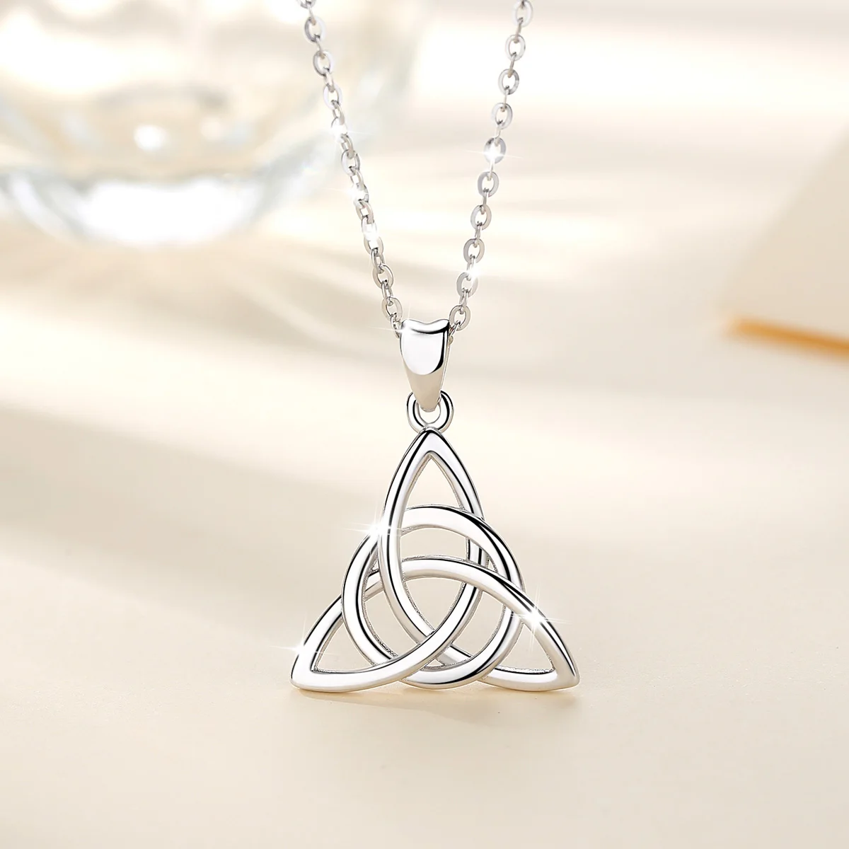 Eudora Real 925 Sterling Silver Triangle Celtics Knot Pendant Neckalce Women Fashion Sliver Jewelry for Birthday Gift Box CYD138 – Image 3