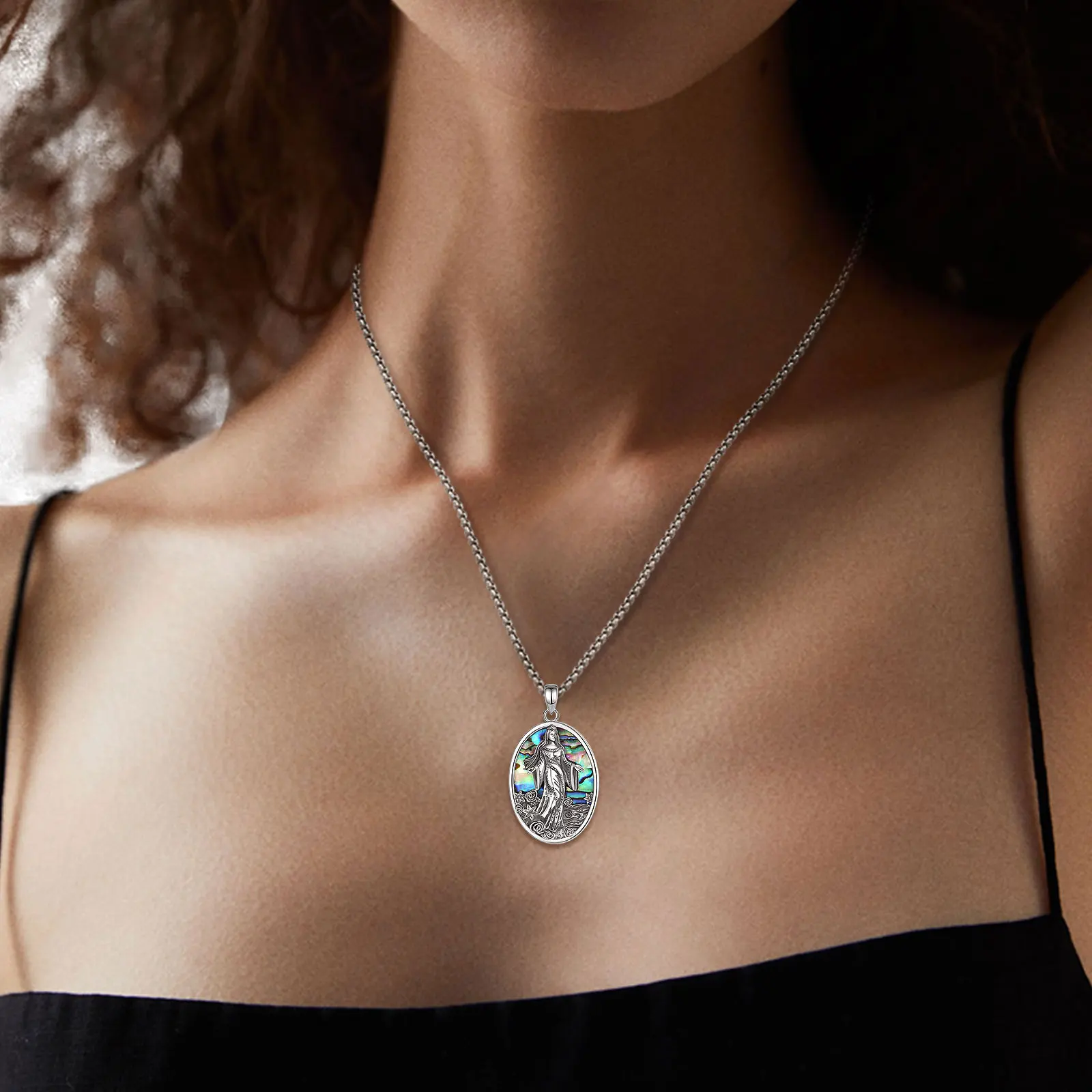 Eudora Original 925 Sterling Silver Sea Goddess Yemaya Necklace Natural Abalone Shell Lemanja Amulet Pendant Fine Jewelry Gift – Image 15