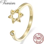 Trumium Star of David Silver 925 Hollow Hexagon Engagement Rings for Women Fashion Open Star Rings Amulet Jewelry Dropshipping