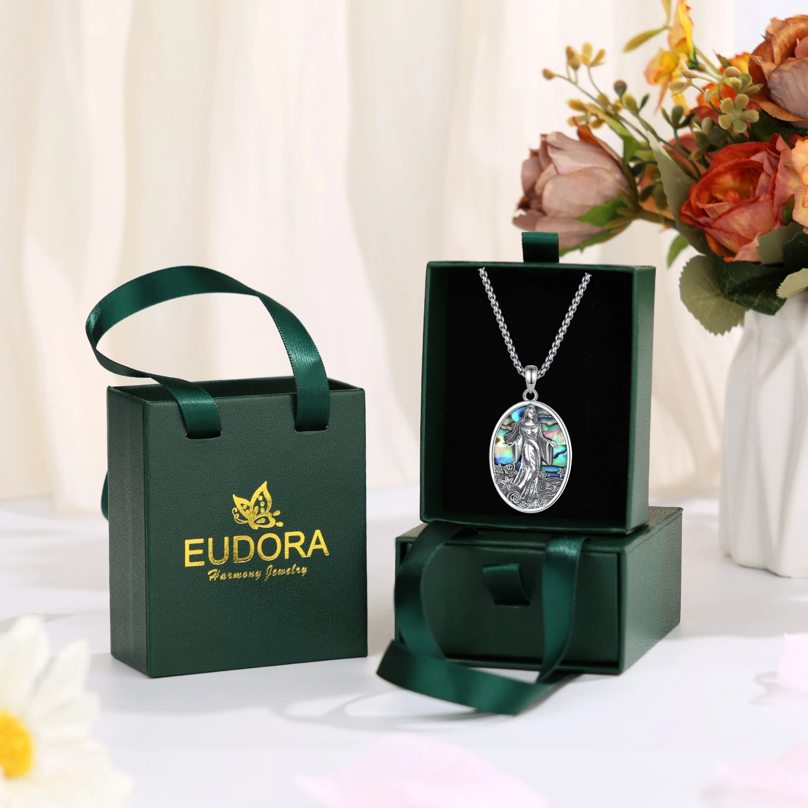 Eudora Original 925 Sterling Silver Sea Goddess Yemaya Necklace Natural Abalone Shell Lemanja Amulet Pendant Fine Jewelry Gift – Image 6