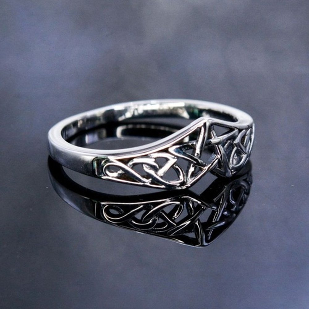 Trumium S925 Sterling Silver Pentagram Star Women Ring Celtic Filigree Design Simple Engagement Wedding Bands Party Jewelry – Image 12