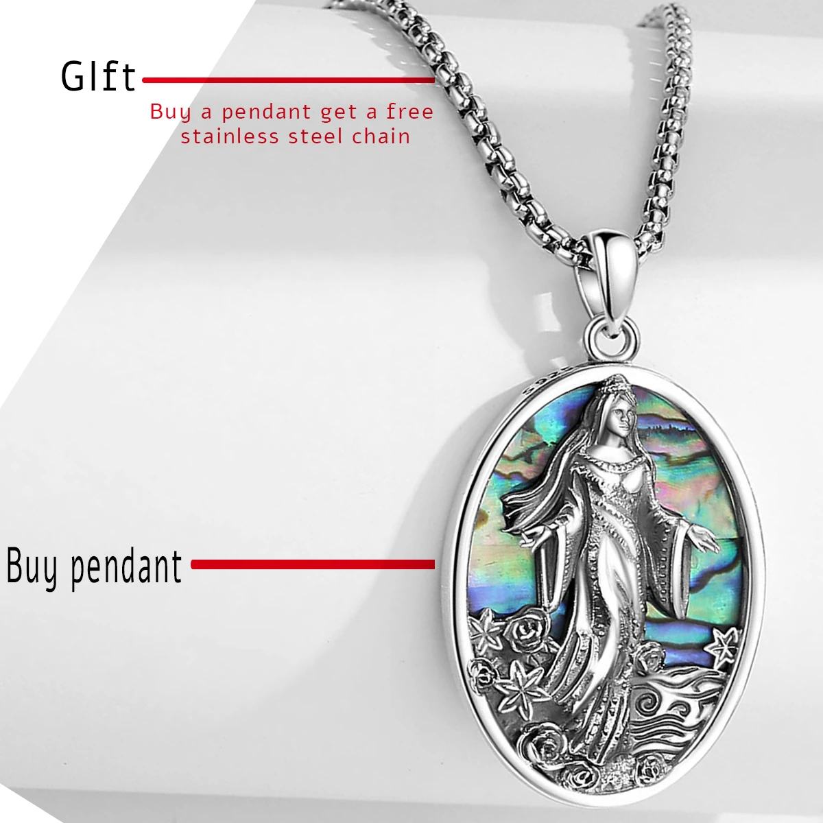 Eudora Original 925 Sterling Silver Sea Goddess Yemaya Necklace Natural Abalone Shell Lemanja Amulet Pendant Fine Jewelry Gift – Image 8
