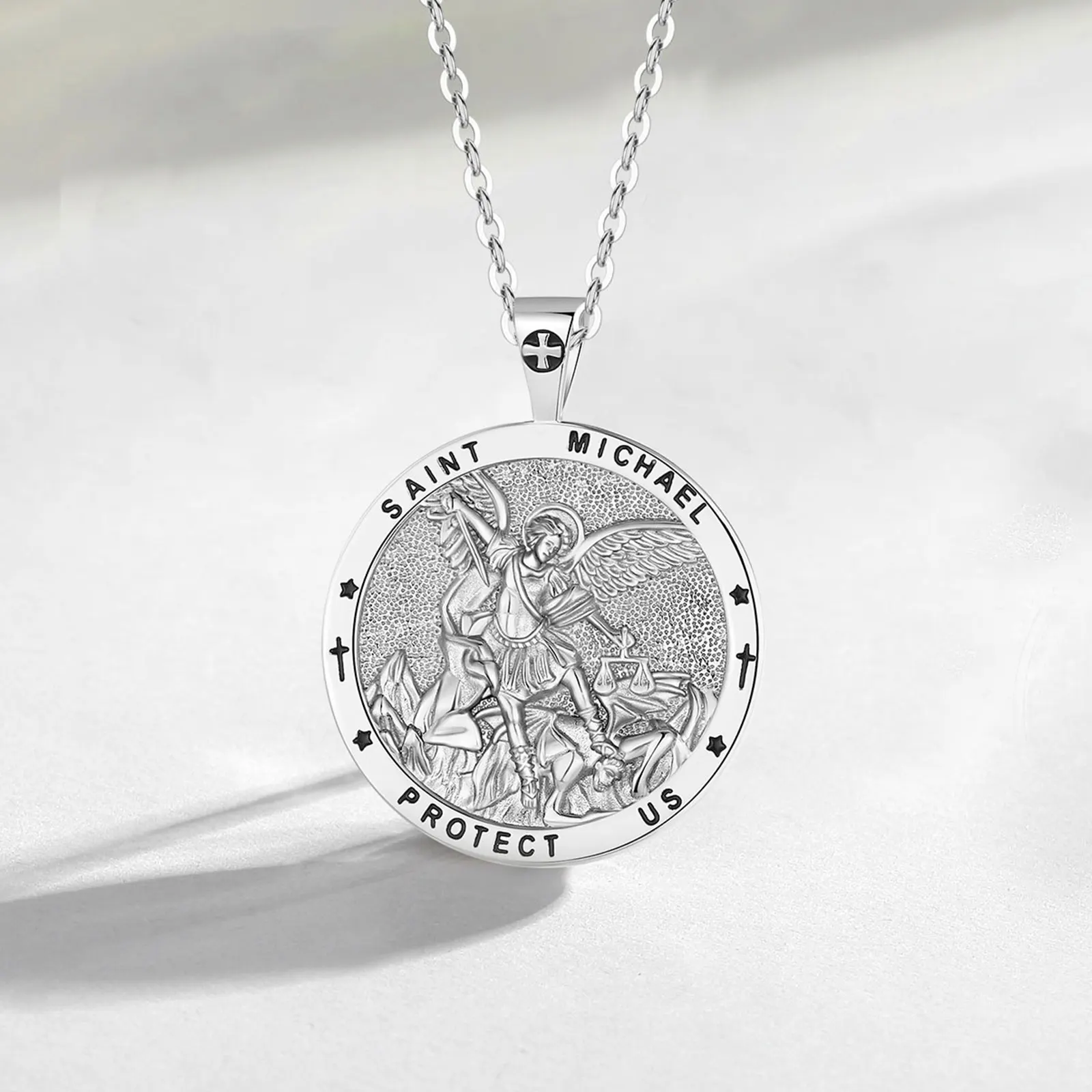Eudora 925 Sterling Silver St.Michael Archangel Necklace for Men Women Michael Christian Pendant Religious Jewelry Fine Gift – Image 4