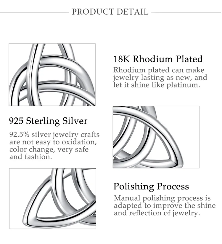 Eudora Real 925 Sterling Silver Triangle Celtics Knot Pendant Neckalce Women Fashion Sliver Jewelry for Birthday Gift Box CYD138 – Image 14