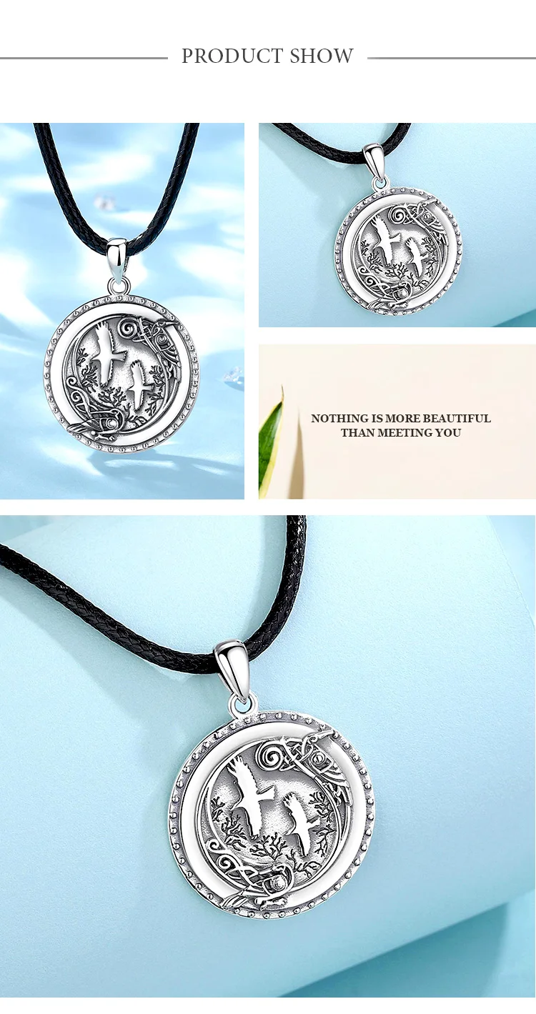 Eudora 925 Sterling Silver Viking Crow Necklace for Man Women Fine Forest Viking Ravens swallow Pendant Personality Jewelry Gift – Image 15