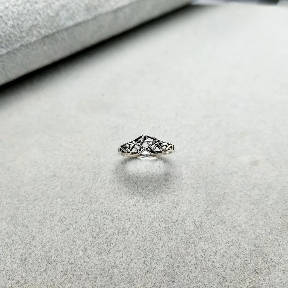 Trumium S925 Sterling Silver Pentagram Star Women Ring Celtic Filigree Design Simple Engagement Wedding Bands Party Jewelry – Image 11