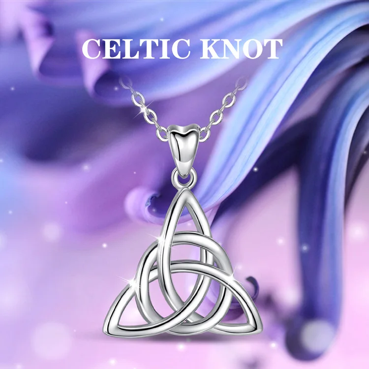 Eudora Real 925 Sterling Silver Triangle Celtics Knot Pendant Neckalce Women Fashion Sliver Jewelry for Birthday Gift Box CYD138 – Image 10