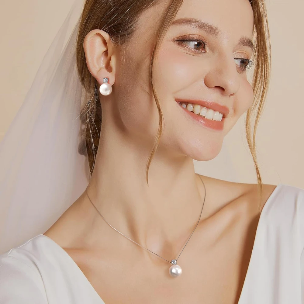 Trumium 10/12mm 925 Sterling Silver Pearl Pendant Necklace for Women Dainty CZ Chain Cultured Pearls Choker Necklaces Jewelry – Image 14