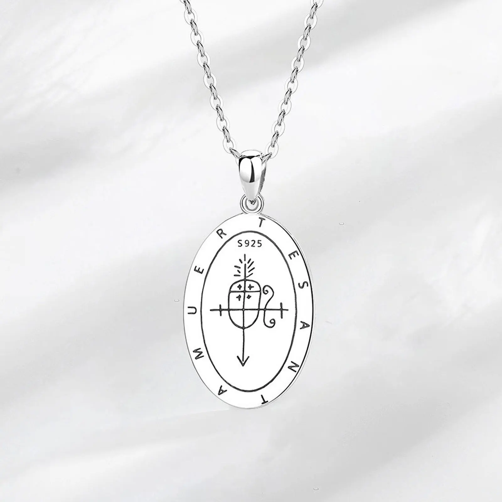 Eudora 925 Sterling Silver honey Death Scythe Necklace for Women Man Vintage Santa Muerte Mexican Pendant Personality Jewelry – Image 4