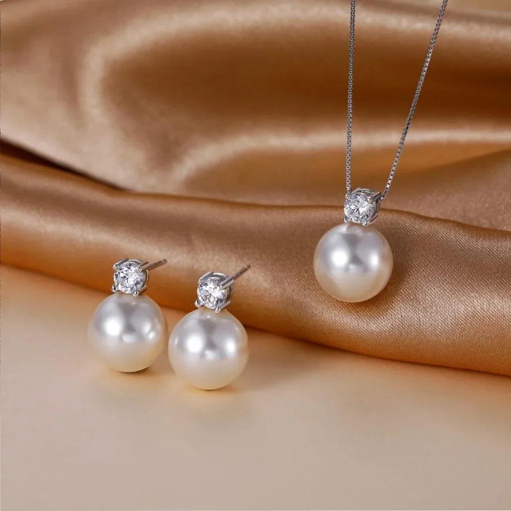 Trumium 10/12mm 925 Sterling Silver Pearl Pendant Necklace for Women Dainty CZ Chain Cultured Pearls Choker Necklaces Jewelry – Image 4
