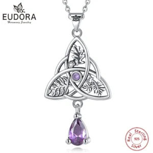 Eudora Original 925 Sterling Silver Witch Celtic Knot Necklace for Women Vintage Witchcraft Pendant Personality Jewelry Wicca