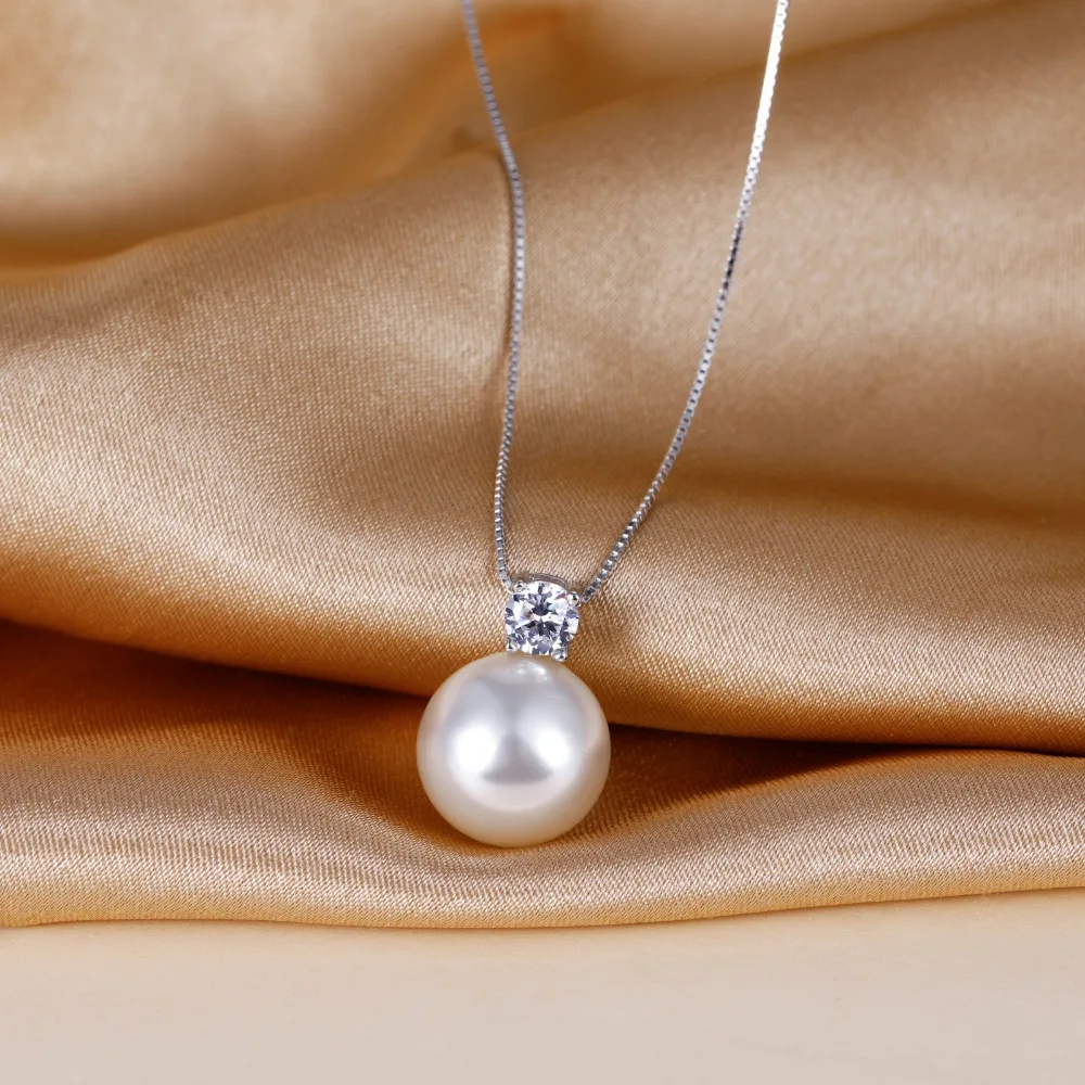 Trumium 10/12mm 925 Sterling Silver Pearl Pendant Necklace for Women Dainty CZ Chain Cultured Pearls Choker Necklaces Jewelry – Image 13