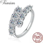 Trumium 1.7CT 10 Gems Full Moissanite Rings for Women S925 Sterling Silver Sparkling Flawless Lab Created Diamond Wedding Band