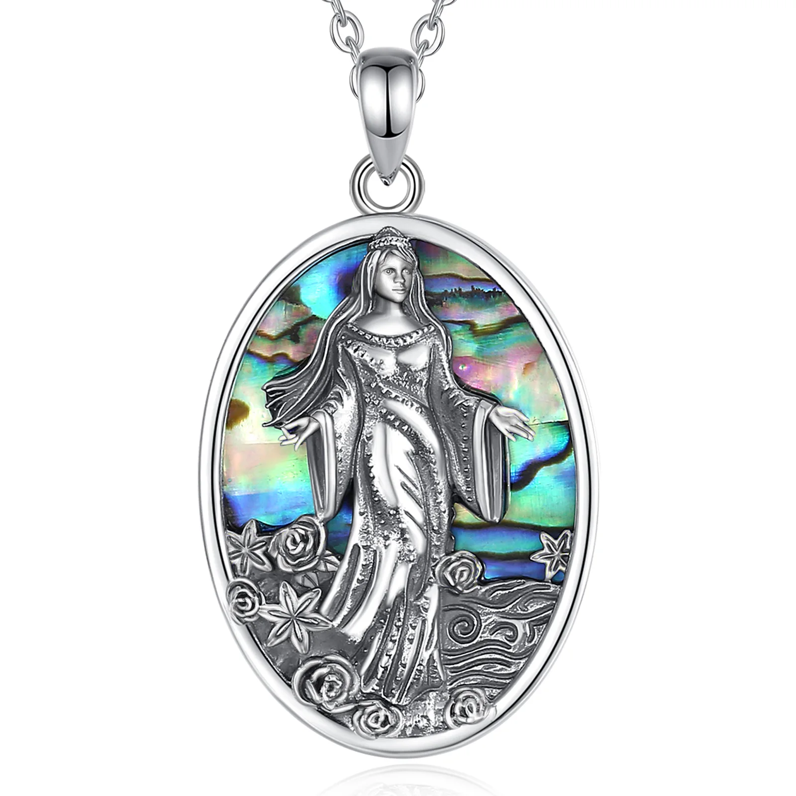 Eudora Original 925 Sterling Silver Sea Goddess Yemaya Necklace Natural Abalone Shell Lemanja Amulet Pendant Fine Jewelry Gift – Image 7