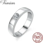 Trumium Real 0.3CT Simple Round Moissanite Diamond Engagement Rings For Men Gifts 925 Sterling Silver Wedding Band Fine Jewelry