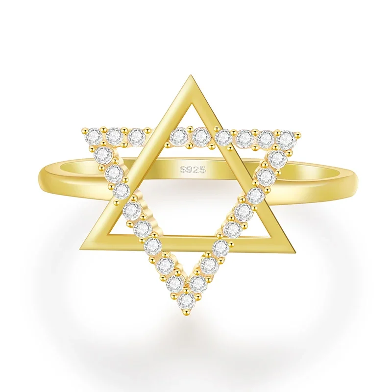 Trumium Star of David Silver 925 Rings for Women Fashion Hexagonal Star Finger Rings for Girls Wedding Party Fine Jewelry – Image 8