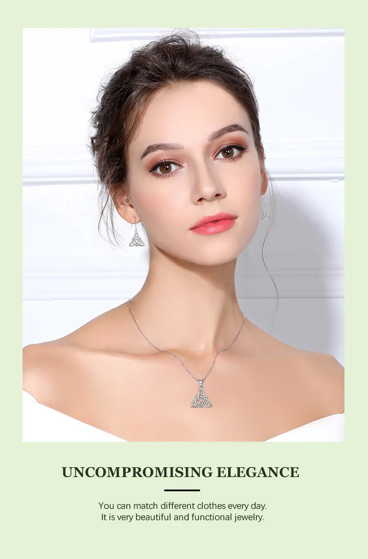 Eudora Real 925 Sterling Silver Triangle Celtics Knot Pendant Neckalce Women Fashion Sliver Jewelry for Birthday Gift Box CYD138 – Image 16
