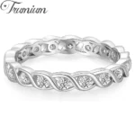 Trumium Silver Color Wedding Band for Women Round Cubic Zirconia Twist Design Dainty Stackable Engagement Rings for Women
