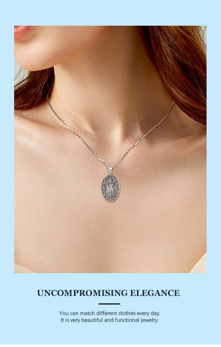 Eudora 925 Sterling Silver honey Death Scythe Necklace for Women Man Vintage Santa Muerte Mexican Pendant Personality Jewelry – Image 16