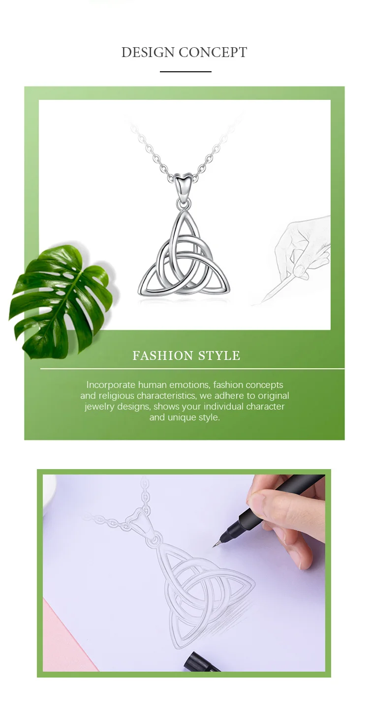 Eudora Real 925 Sterling Silver Triangle Celtics Knot Pendant Neckalce Women Fashion Sliver Jewelry for Birthday Gift Box CYD138 – Image 12