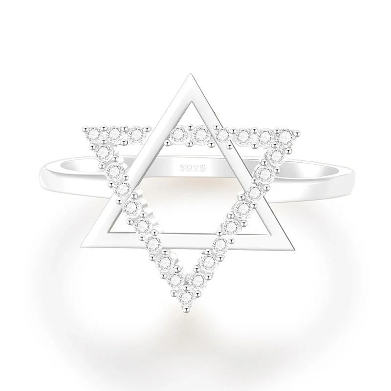 Trumium Star of David Silver 925 Rings for Women Fashion Hexagonal Star Finger Rings for Girls Wedding Party Fine Jewelry – Image 7