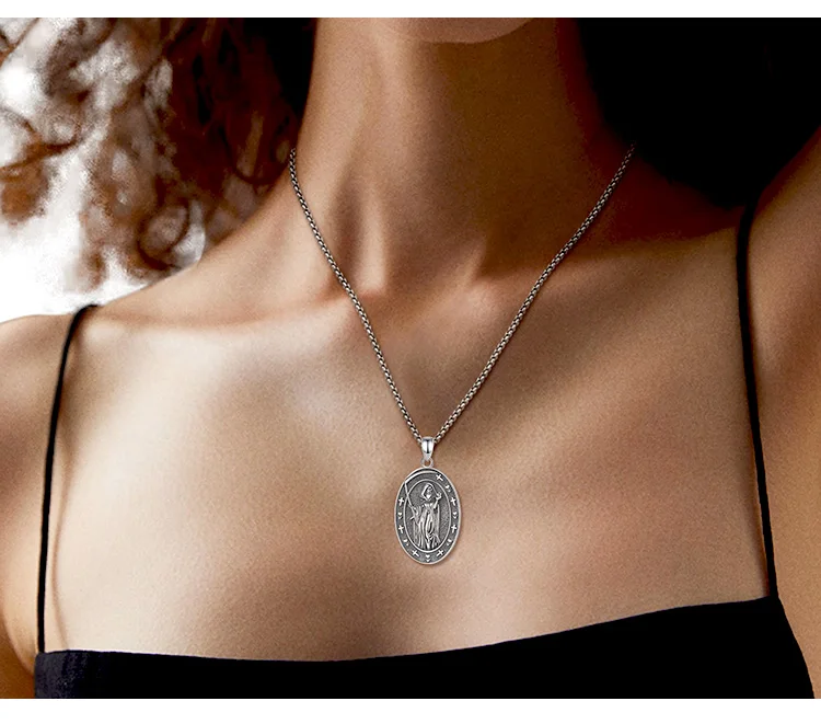 Eudora 925 Sterling Silver honey Death Scythe Necklace for Women Man Vintage Santa Muerte Mexican Pendant Personality Jewelry – Image 15