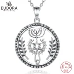 Eudora 925 Sterling Silver Messianic Cross Necklace for Men Women Star of david Amulet Pendant Messianic Christian Jewelry Gift