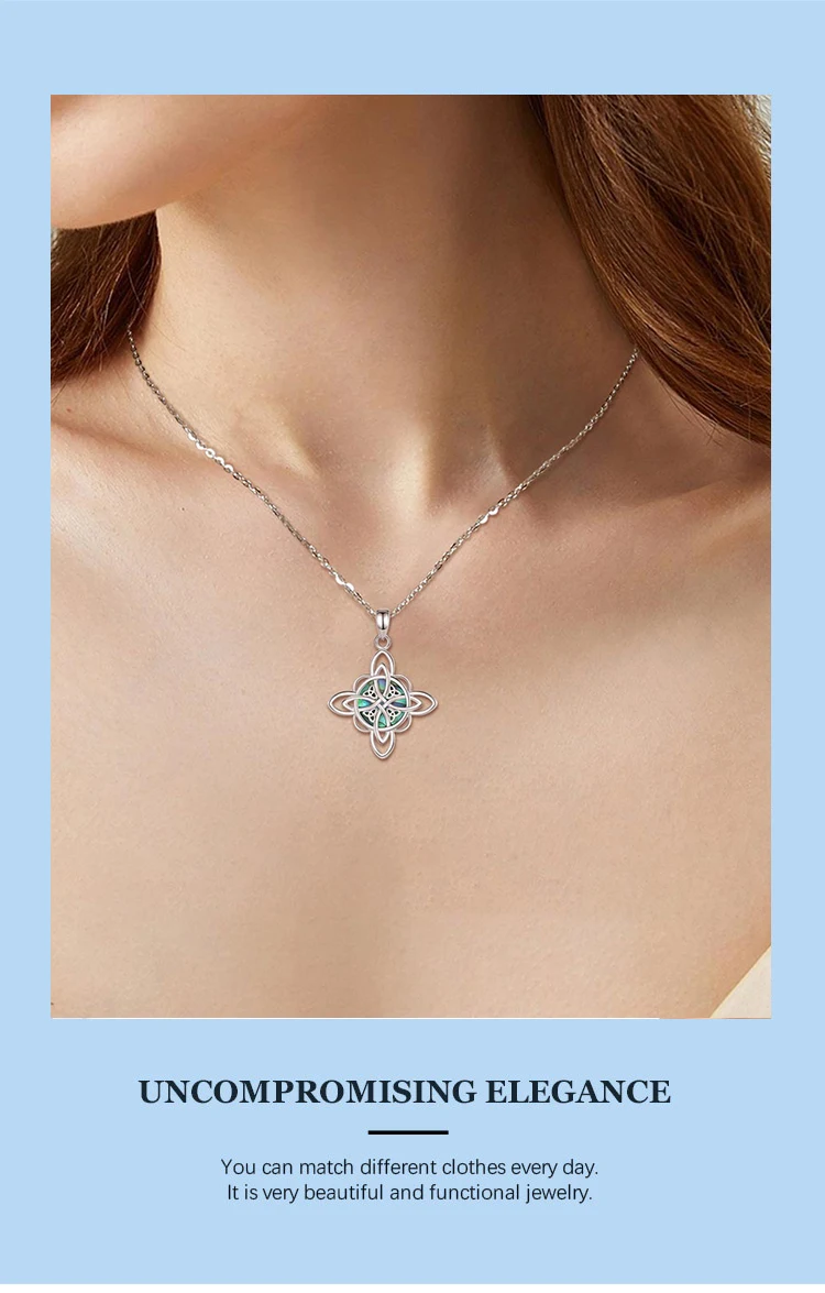 Eudora 925 Sterling Silver Witch Knot Necklace for Men Women Natural Abalone Shell Witchcraft Amulet Pendant Wicca Jewelry Gift – Image 18