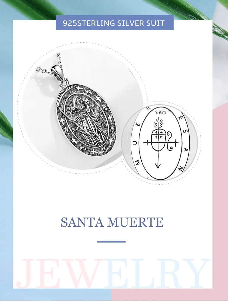 Eudora 925 Sterling Silver honey Death Scythe Necklace for Women Man Vintage Santa Muerte Mexican Pendant Personality Jewelry – Image 10