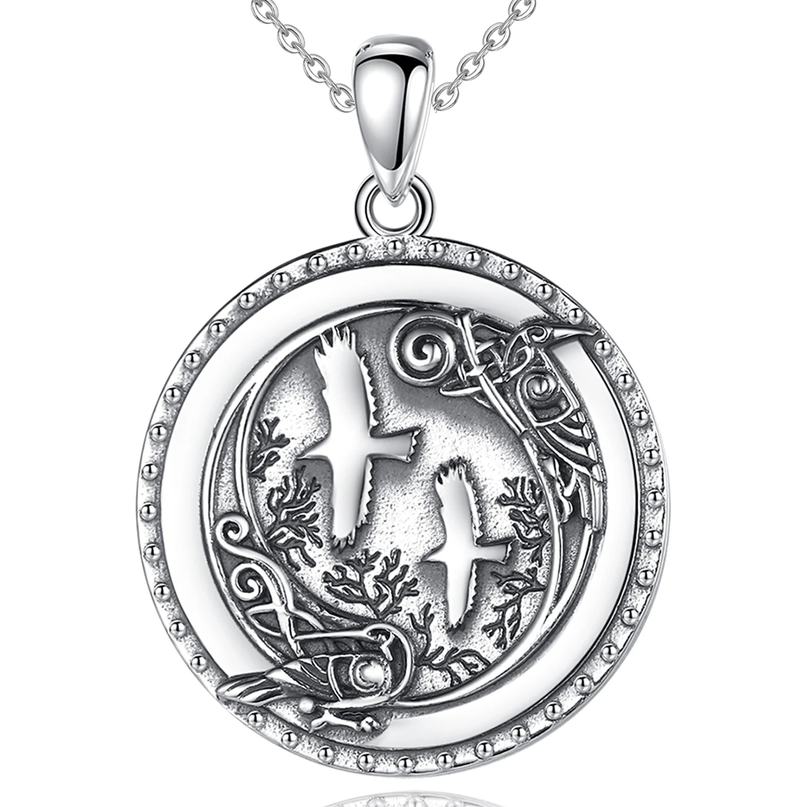 Eudora 925 Sterling Silver Viking Crow Necklace for Man Women Fine Forest Viking Ravens swallow Pendant Personality Jewelry Gift – Image 10