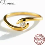 Trumium 925 Sterling Silver Zircon Rings For Women Exquisite Gold Plated Crystal Hug Finger Ring Wedding Engagement Jewelry
