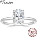 Trumium 3CT 925 Sterling Silver Engagement Rings Oval Cut Solitaire Cubic Zirconia CZ Wedding Promise Rings for Women Size 3-11
