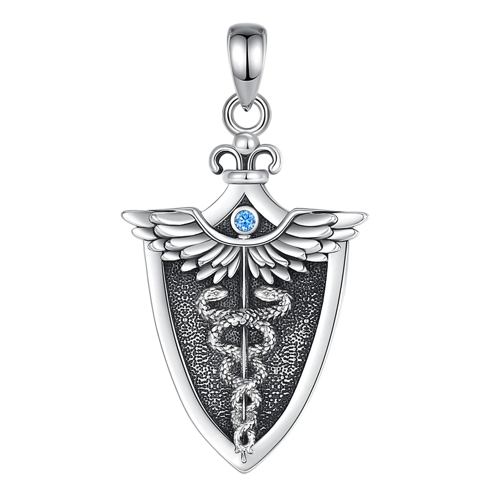 Eudora Original 925 Sterling Silver Caduceus Necklace Double Snake Wing Pendant Medical Symbol Jewelry for Men Women Gift – Image 7