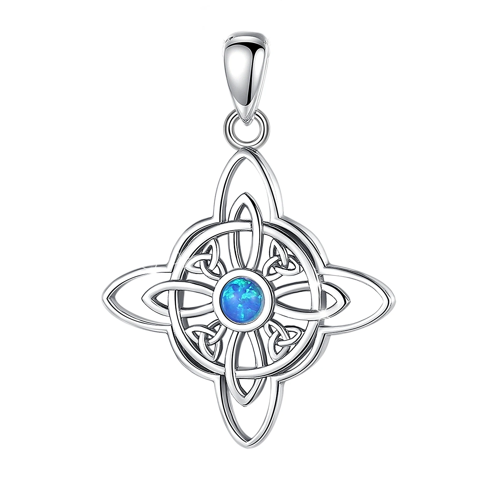 Eudora 925 Sterling Silver Witchcraft Celtic Knot Geometry Necklace Men Women Opal Wicca Amulet Necklaces Witch Jewelry Gift – Image 8