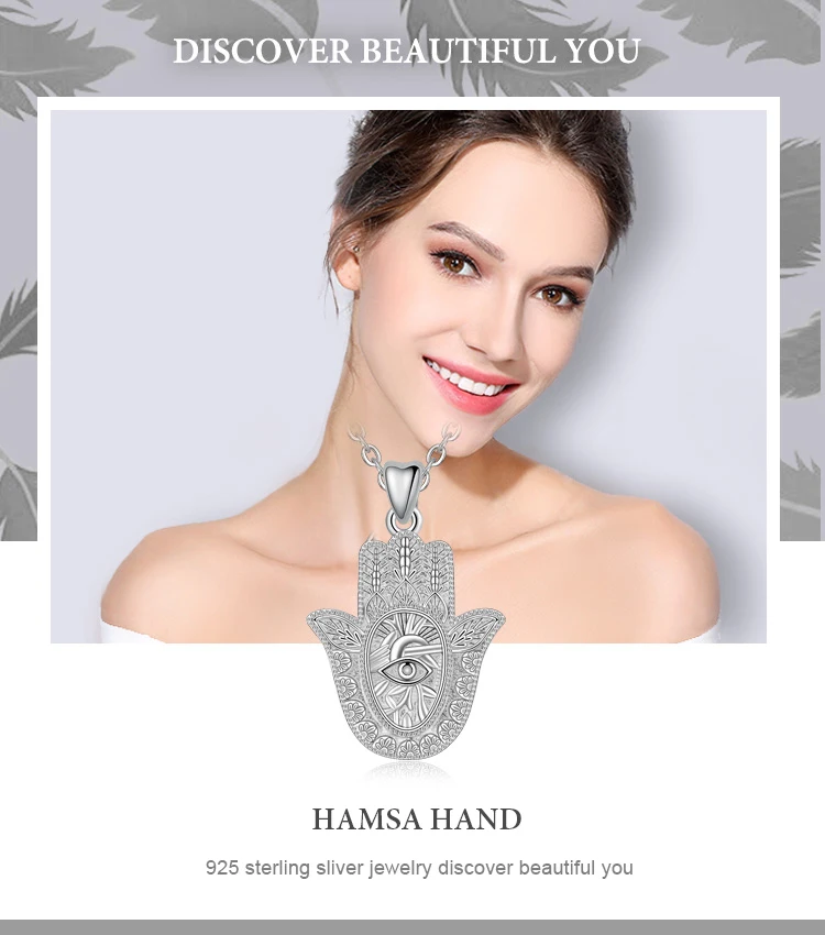 EUDORA 925 Sterling Silver Evil Eye Hamsa Hand Pendant Necklace For Men Women Angel Caller Fine Jewelry for dropshipping CYD312 – Image 9