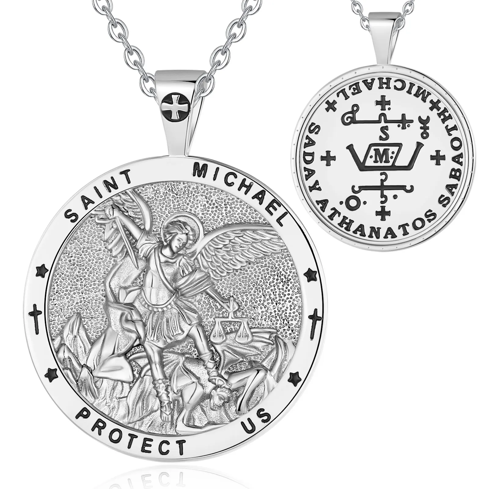 Eudora 925 Sterling Silver St.Michael Archangel Necklace for Men Women Michael Christian Pendant Religious Jewelry Fine Gift – Image 8