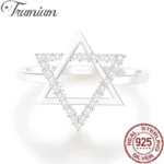 Trumium Star of David Silver 925 Rings for Women Fashion Hexagonal Star Finger Rings for Girls Wedding Party Fine Jewelry