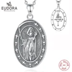 Eudora 925 Sterling Silver honey Death Scythe Necklace for Women Man Vintage Santa Muerte Mexican Pendant Personality Jewelry