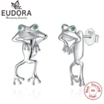 Eudora 925 Sterling Silver Retro Cute Frog Earring For Women Fine Gothic Animal Pirecing Stud Earring Female Charm Jewelry Gift