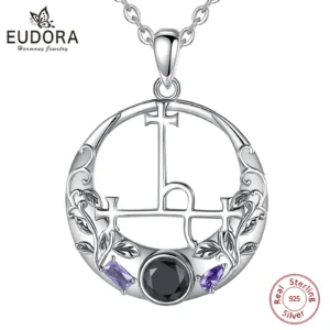 Eudora 925 Sterling Silver Lilith Sigil Necklace for Women Man Vintage Demon Lilith Moon Seal Pendant Personality Jewelry Gift