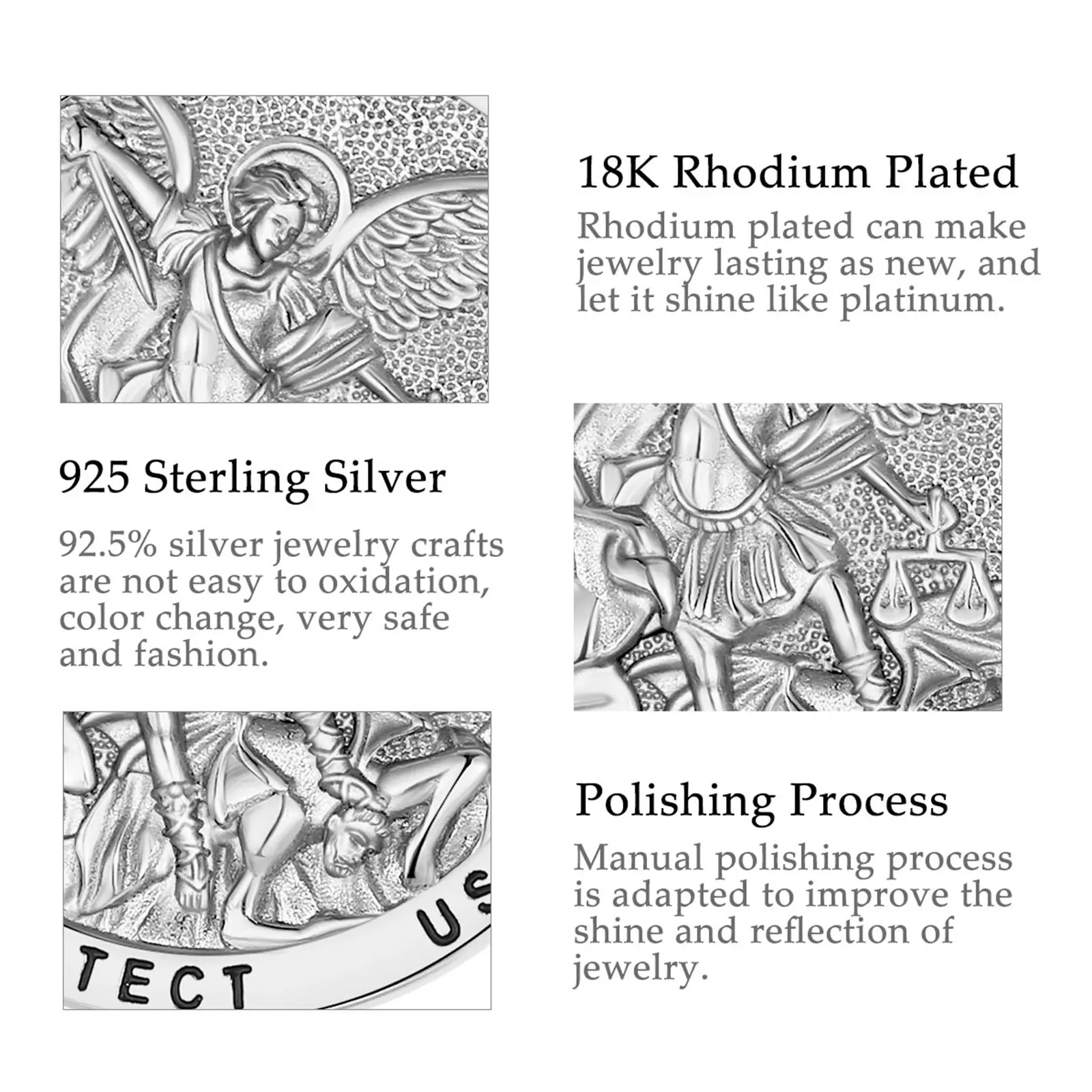 Eudora 925 Sterling Silver St.Michael Archangel Necklace for Men Women Michael Christian Pendant Religious Jewelry Fine Gift – Image 10