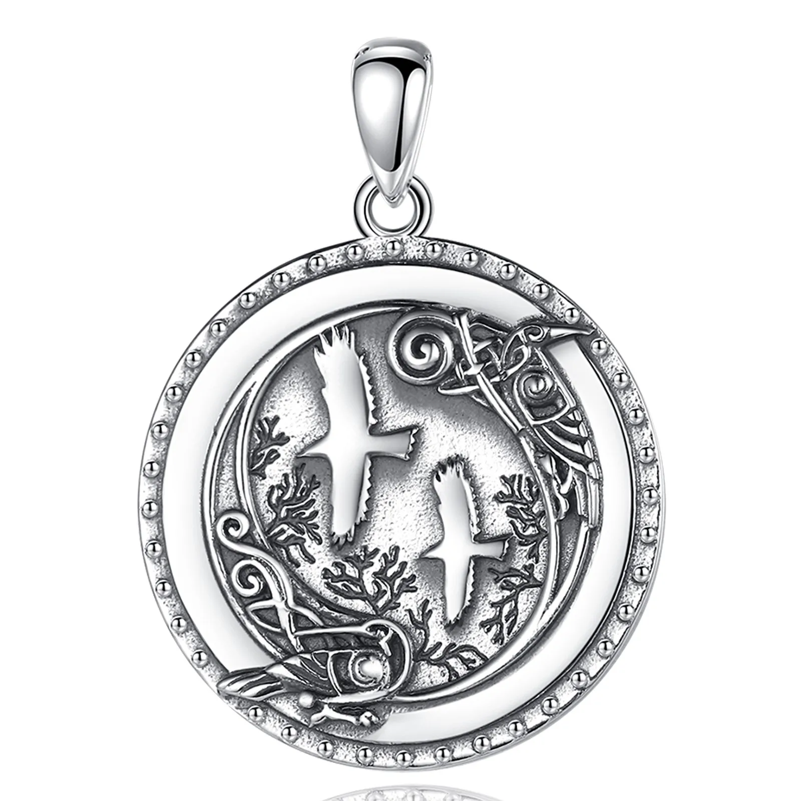 Eudora 925 Sterling Silver Viking Crow Necklace for Man Women Fine Forest Viking Ravens swallow Pendant Personality Jewelry Gift – Image 7
