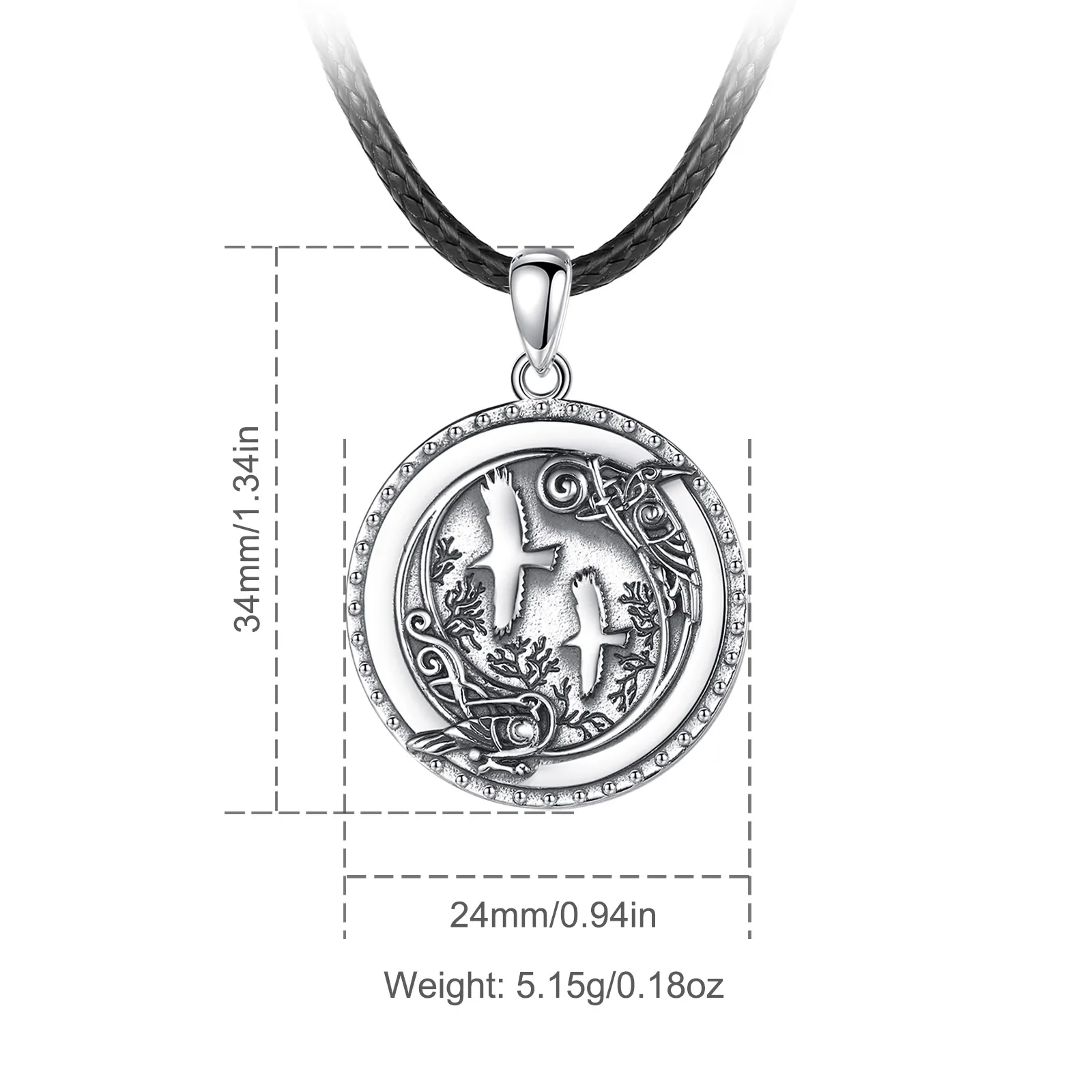 Eudora 925 Sterling Silver Viking Crow Necklace for Man Women Fine Forest Viking Ravens swallow Pendant Personality Jewelry Gift – Image 2