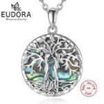 EUDORA 925 Sterling Silver Sisters Tree of Life Necklace Pendant Woman Charm Party Simplicity Jewelry Accessories Gift for women